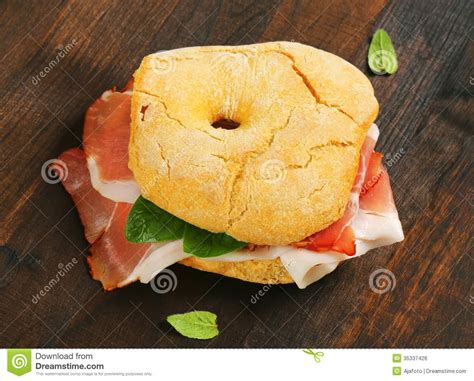 Dry-cured ham sandwich stock photo. Image of black, drycured - 35337426