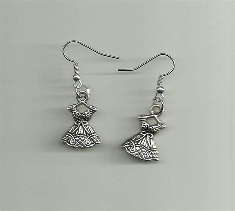 Silver Princess Dress Dangle Earrings on Luulla