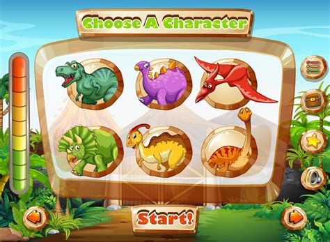 Game template with dinosaur characters 431517 Vector Art at Vecteezy