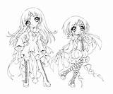 Anime Triplet Sisters Sketch Coloring Page sketch template
