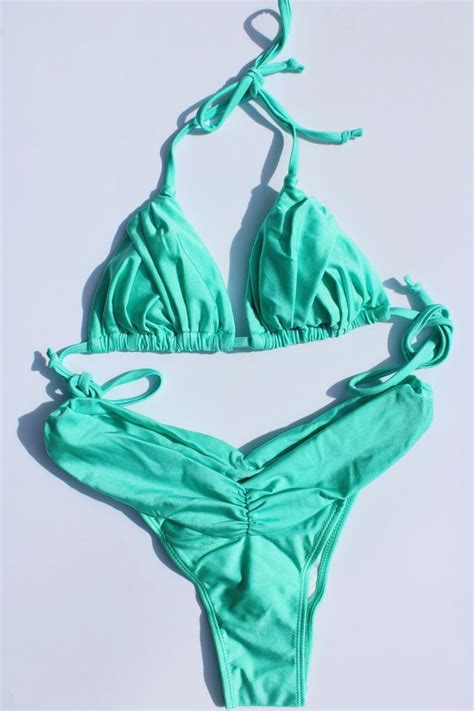 Aleena Bikini in 2022 | Bikinis, Green bikini set, Green bikini