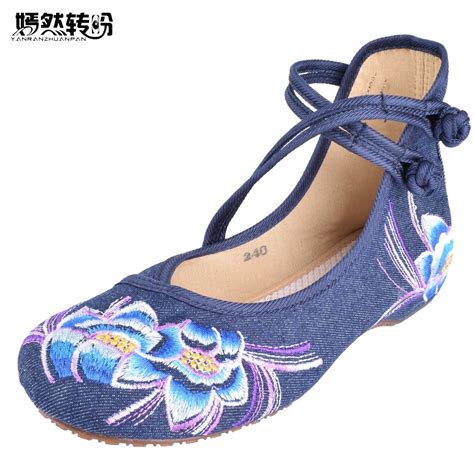 Women Flats Spring Shoes Chinese Casual Flat For Woman Flower ...