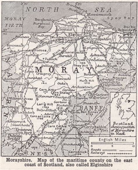 Vintage Map of Morayshire 1930s Editorial Photo - Image of firth ...