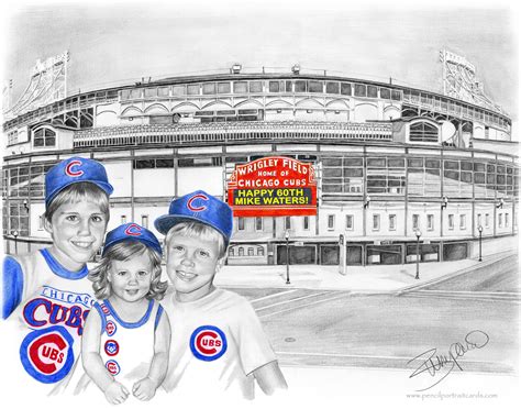 Chicago Cubs Wrigley Field Pencil Drawing CUSTOM - Etsy