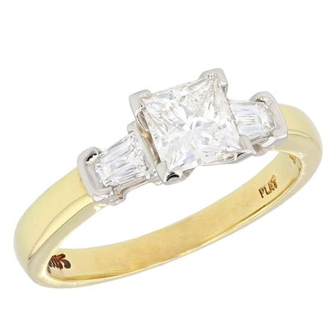 DLEFC0021 Princess Cut Diamond with Tapered Baguettes in Yellow Gold Ring - Underwoods Fine Jewelers