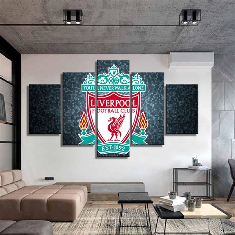 Liverpool Football Club Logo Poster Sport – 5 Panel Canvas Art Wall Decor – Canvas Storm