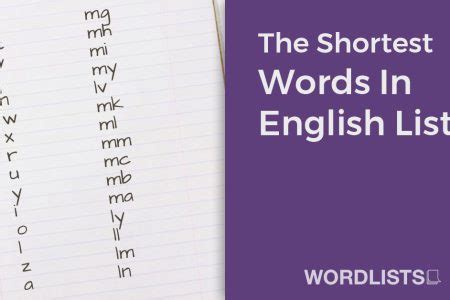 The Shortest Words In English List