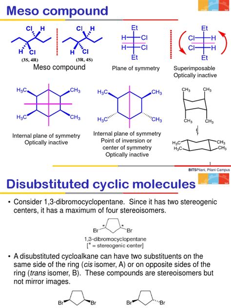 Meso Compound: Plane of Symmetry Superimposable Optically Inactive | PDF | Chirality (Chemistry ...