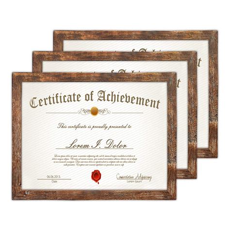 8.5 x 11 Frame Rustic Brown Certificate Frame with Plexiglass, 8.5x11 ...