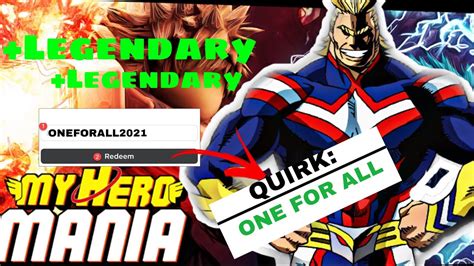 3 NEW LEGENDARY CODES | MY HERO MANIA - YouTube