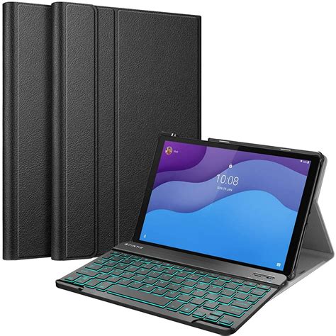 7 Color Backlight Wireless Bluetooth Keyboard Case for Lenovo Tab M10 HD (2nd Gen) / Smart Tab ...