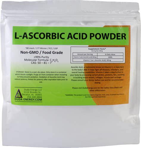 8 oz Bag of L-Ascorbic Acid Powder 99+% Food Grade USP36/BP2012 Naturally Fermented Pure White ...