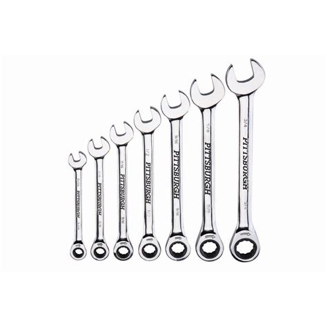 SAE Combination Ratcheting Wrench Set, 7 Pc. | Ratcheting wrench set, Wrench set, Wrench