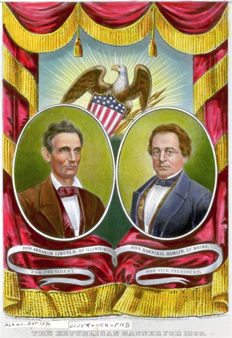 Abraham Lincoln and Hannibal Hamlin Campaign Banner posters & prints by ...