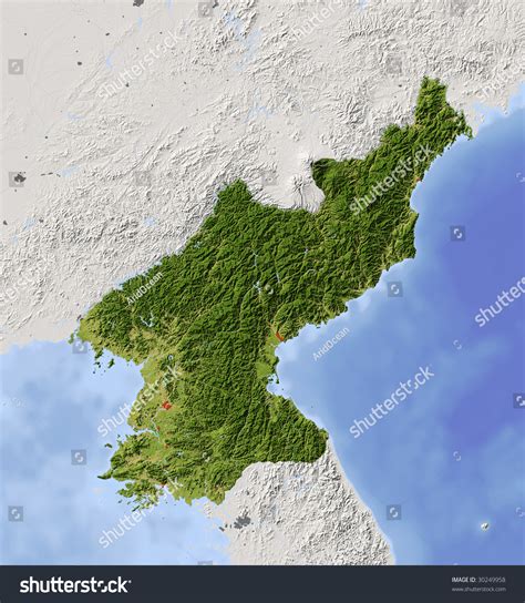 North Korea Shaded Relief Map Surrounding Stock Illustration 30249958 - Shutterstock