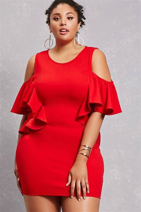 Forever 21 FOREVER 21+ Plus Size Open-Shoulder Dress | Sexy Red Dress ...