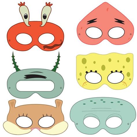 SpongeBob SquarePants Inspired Character Printable Masks. Máscaras ...