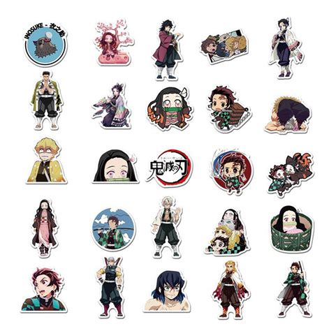 various anime stickers are shown on a white background