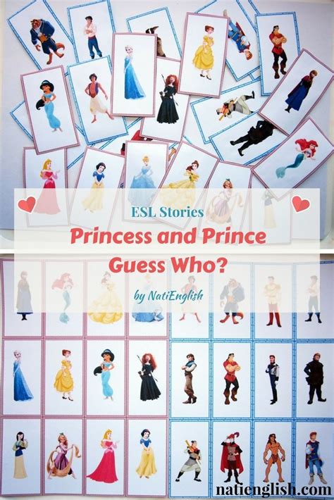 Princess And Prince Guess Who? Game Cards Free Printables | Esl - Free ...