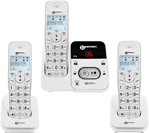 Geemarc Amplidect 295-3 Amplified (30dB) Cordless Triple Pack Telephones - Answering Machine ...