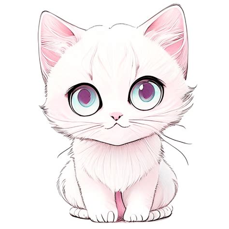 white cat with big eyes furry cute cartoon style 26793562 PNG