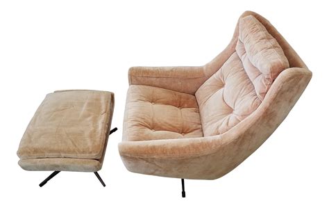 1970's Swedish Overman Tan Velvet Lounge Chair & Ottoman on Chairish ...
