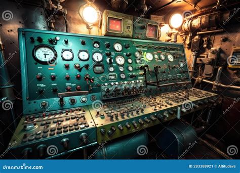 Close-up of Submarine Control Panel with Buttons and Switches Stock Illustration - Illustration ...