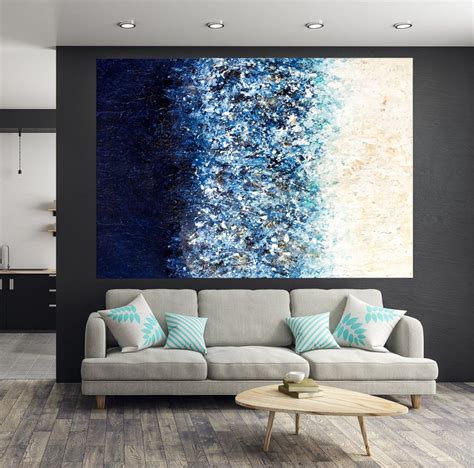 Large Wall Art Navy Blue Art Painting on Canvas Abstract - Etsy | Blue art painting, Blue art ...