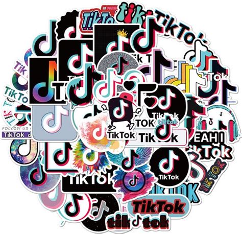 Tik Tok Versiering Stickers - Social Media - Logo - set 50 stuks ...