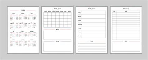 2023 calendar and daily weekly monthly personal planner diary template in classic strict style ...
