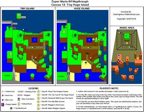 Super Mario 64 Course 13: Tiny Huge Island Map (GIF) - StarFighters76 - Neoseeker Walkthroughs