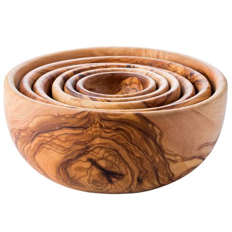Set of 6 Handmade Olive Wood Nesting Bowls (Tunisia) N/A 6 x 3 | eBay