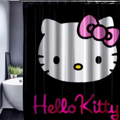 Hello Kitty/Mickey Pattern Shower Curtain Customized Shower Curtain Waterproof Fabric 165x180cm ...