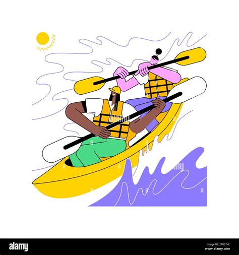 Kayaking adventure isolated cartoon vector illustrations. Group of friends kayaking together ...