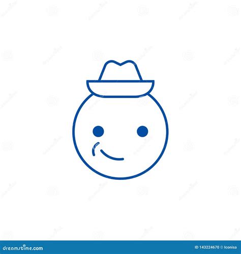 Smiling Emoji with Hat Emoji Line Icon Concept. Smiling Emoji with Hat ...