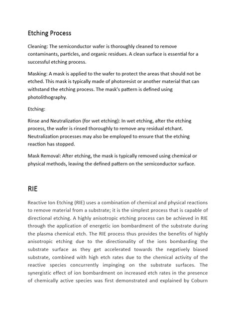 Etching Process | PDF | Microtechnology | Solid State Engineering