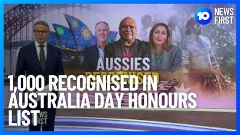 1,000 Recognised In Australia Day Honours List | 10 News First - YouTube