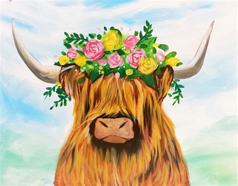 Art At Home: Highland Cow Tutorial Step by Step - Uncorked Canvas