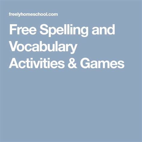 Free Spelling and Vocabulary Activities & Games | Vocabulary activities, Vocabulary, Activity games