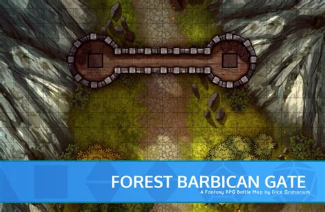 Forest Barbican Gate - D&D Map for Roll20 And Tabletop - Dice Grimorium