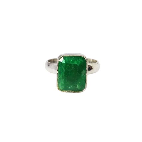 Composite Emerald Stone Sterling Silver Ring - Amberman