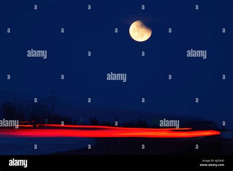 Partial moon eclipse Stock Photo - Alamy
