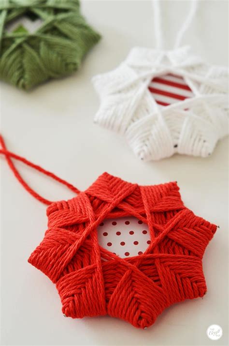 Homemade Christmas Tree Star Ornament With Yarn | Live Craft Eat