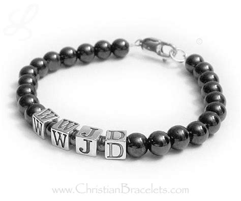 Hematite W.W.J.D. - What Would Jesus Do Bracelets for Women