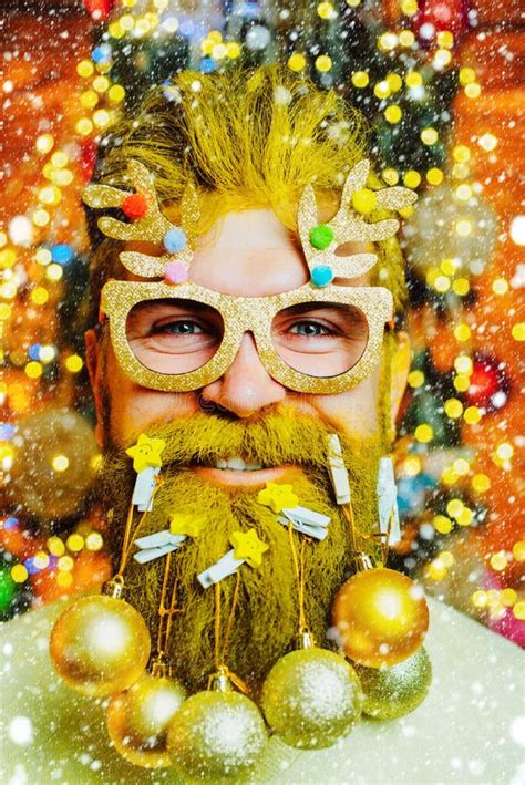 Bearded Modern Santa Claus Close Up Portrait. Styling Santa with a Long ...