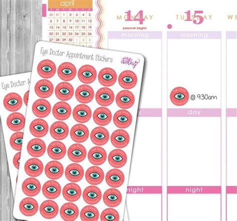 Vision / Eye Doctor Appointment Reminder Planner Stickers for