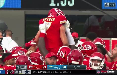 Harrison Butker carried by teammates after winning field goal