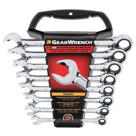 GEARWRENCH 85599 8 Piece Ratcheting Open End Spanner Set SAE - Ratcheting, Spanners, Spanners ...