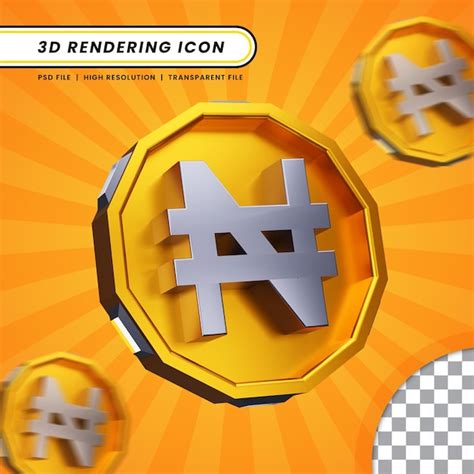 Premium PSD | Nigerian coin naira currency symbol golden in 3d rendering