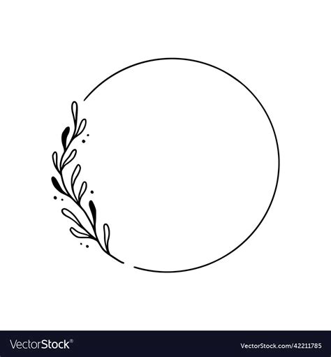 Floral circle frame elegant wreath round border Vector Image